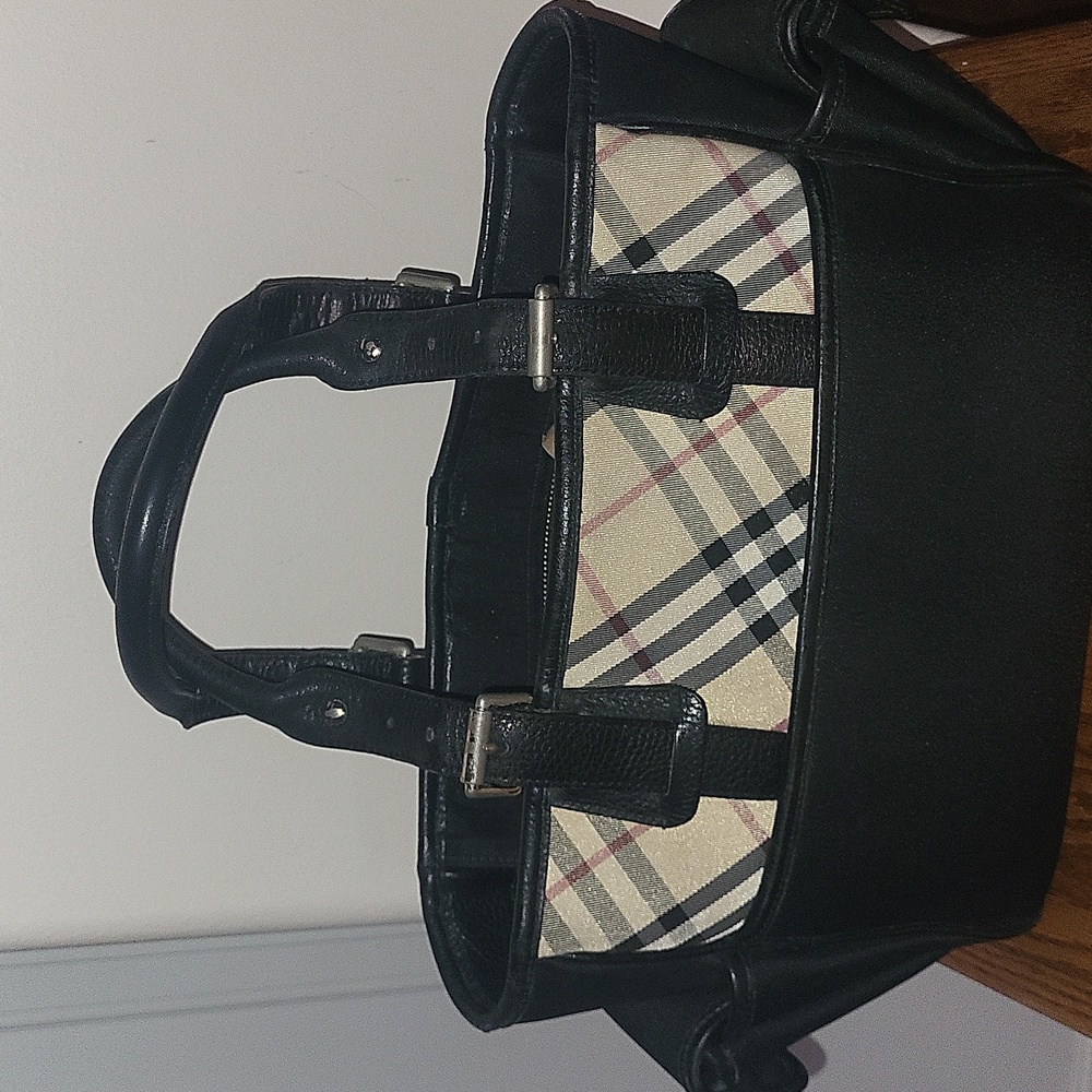 Burberry Authentic Nova Check Black Leather Bag